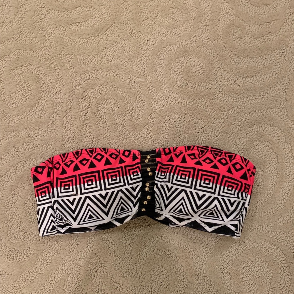 xhiliration bikini top red and black